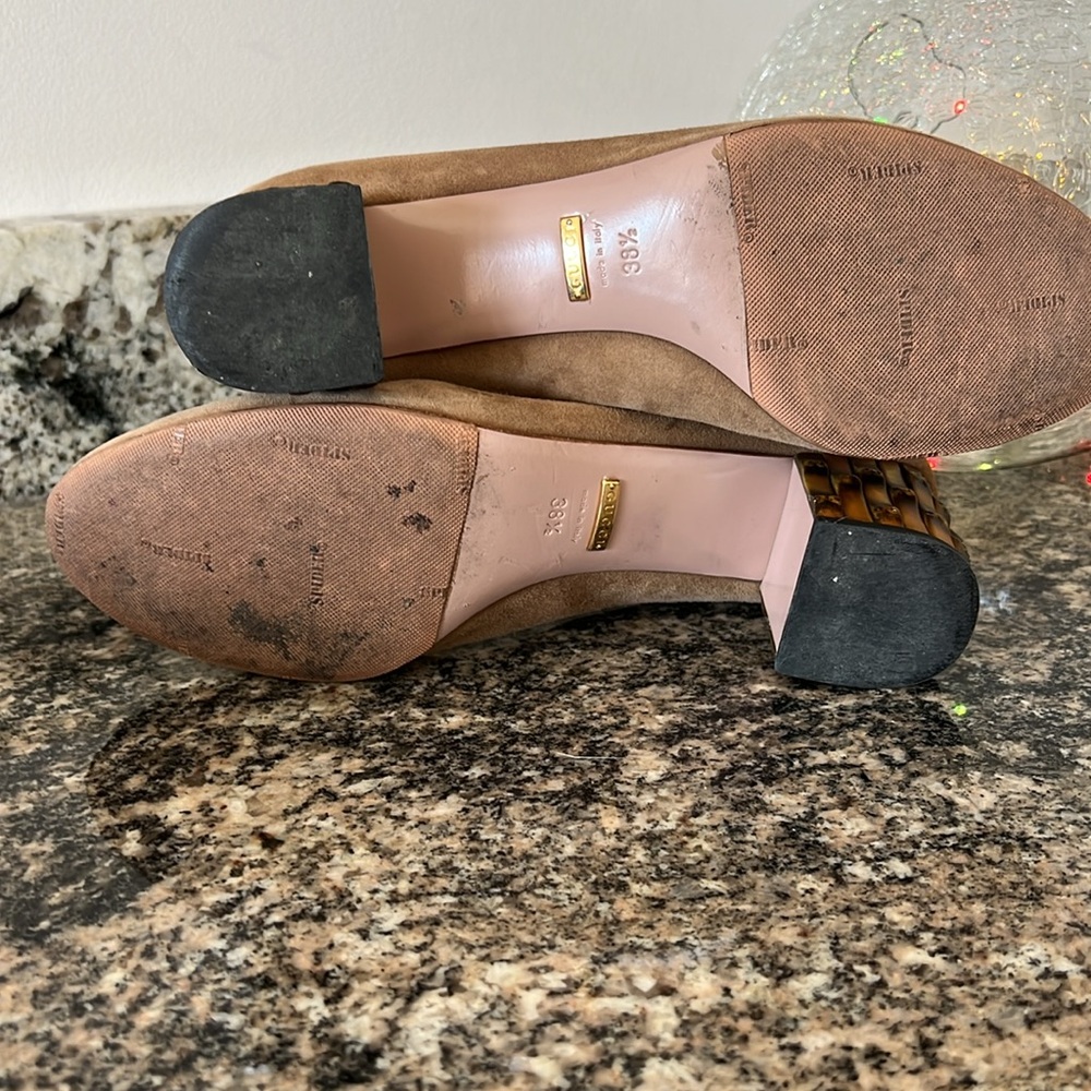 Gucci Suede Dahlia Bamboo Heels - Picture 9 of 14